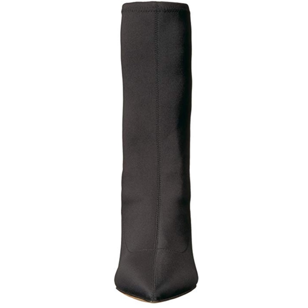 Black Pointed Toe Kitten Heel Sock Ankle Booties - Picture 3 of 5